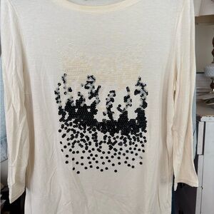 Italina Beige and Black Embellished Blouse